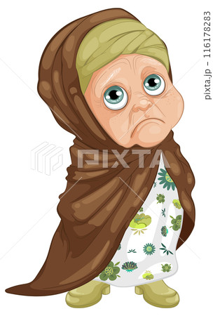 Sad Elderly Woman Illustration Sad Elderly Woman Illustration 116178283