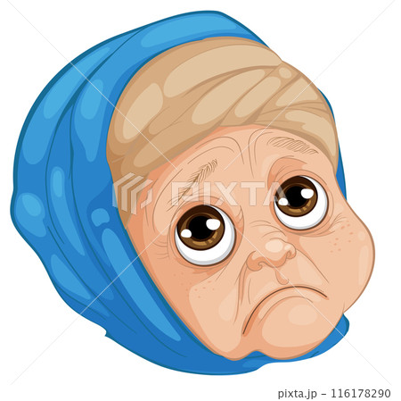Sad Elderly Woman Illustration 116178290
