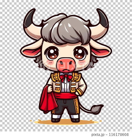 西班牙鬥牛男孩形象（郵票材料的yuru字符） 116178608