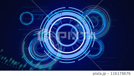 Image of processing circles and graph on navy background 116178676