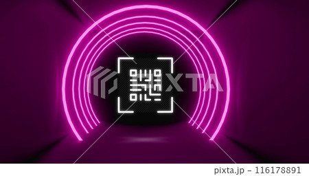 Image of lights and qr code in purple space 116178891