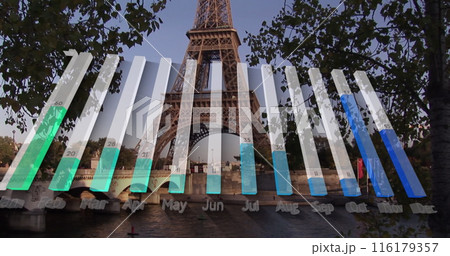 Image of data processing over eiffel tower Image of data processing over eiffel tower 116179357