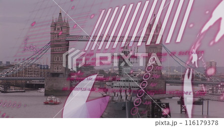 Image of financial data processing over london cityscape 116179378