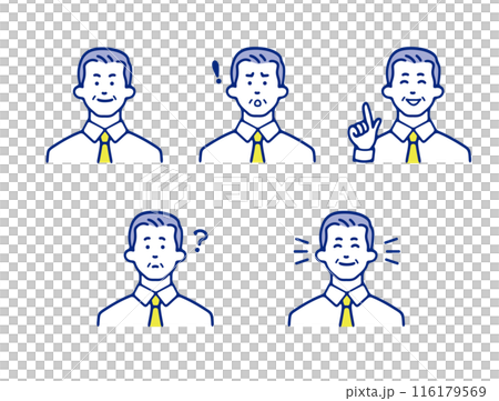 Senior man's facial expression set Senior man's facial expression set 116179569