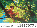 木登りをしている少年 116179771