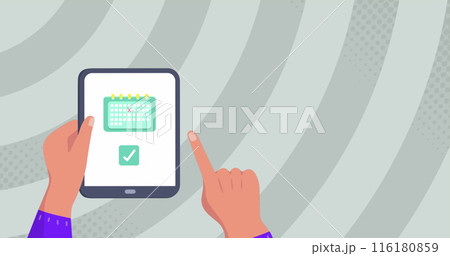 Image of travel icons over hands using tablet Image of travel icons over hands using tablet 116180859