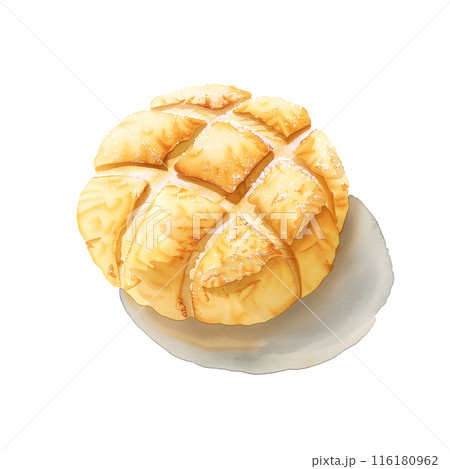 白背景にメロンパンの水彩イラスト 116180962