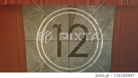 Image of red curtain over countdown 116180997