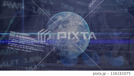 Image of data processing over globe Image of data processing over globe 116181075