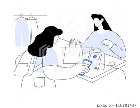 Paying with smartphone isolated cartoon vector illustrations. Paying with smartphone isolated cartoon vector illustrations. 116181437