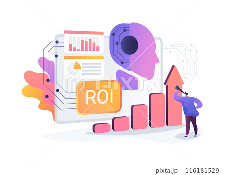 ROI and Attribution Analysis with AI abstract concept vector illustration. 116181529