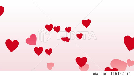 Image of red heart icons floating against copy space on white background 116182154