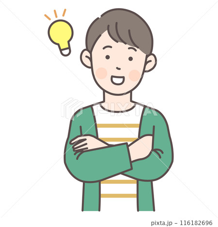 アイデアを思いつく男性の上半身イラスト 116182696
