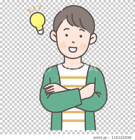 アイデアを思いつく男性の上半身イラスト 116182696