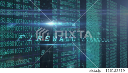 Green and blue numbers cascading down screens, overlaying large letters Green and blue numbers cascading down screens, overlaying large letters 116182819