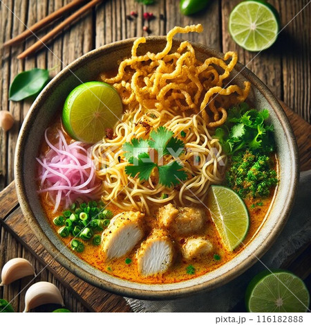 タイ料理カオソーイのイラスト 116182888