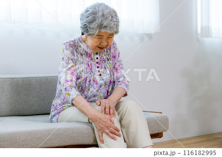 体調不良を訴えるシニア女性 116182995