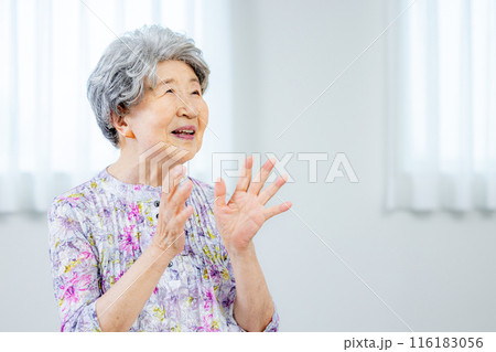 リビングにいるシニア女性 116183056