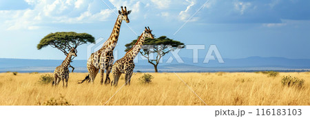 AI-generated item. Giraffes in the wild. Nature background. 116183103
