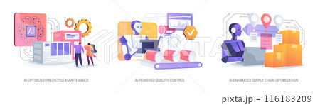AI in Manufacturing abstract concept vector illustrations. 116183209