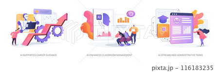 AI in Learning Management abstract concept vector illustrations. AI in Learning Management abstract concept vector illustrations. 116183235