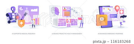 AI in Health Management abstract concept vector illustrations. 116183268