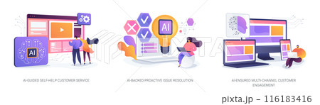 AI-Backed Customer Service abstract concept vector illustrations. AI-Backed Customer Service abstract concept vector illustrations. 116183416