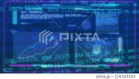 Image of financial graphs and data over navy...のイラスト素材 [116183583] - PIXTA