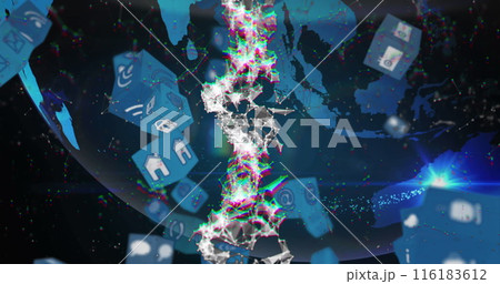 Image of data processing over globe 116183612