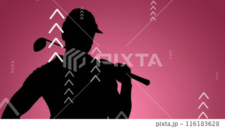 Image of arrows over golf player on pink background Image of arrows over golf player on pink background 116183628