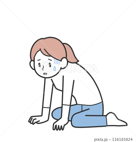 疲れ切って座り込む女性 116183824