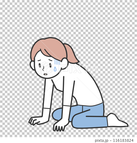 疲れ切って座り込む女性 116183824