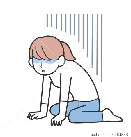 絶望して座り込む女性 116183828