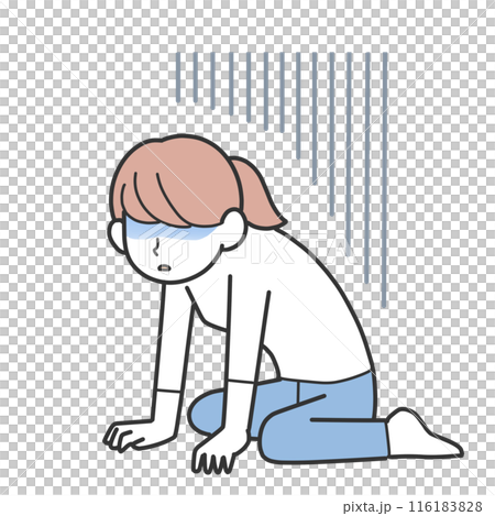 絶望して座り込む女性 116183828