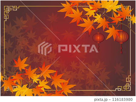 中華風 秋のフレーム枠 中華風 秋のフレーム枠 116183980