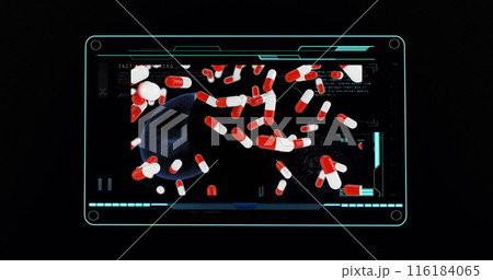 Image of data processing over pills 116184065