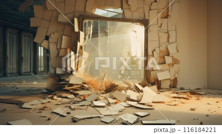 abstract smashed room with mirror illustrationのイラスト素材 [116184221] - PIXTA