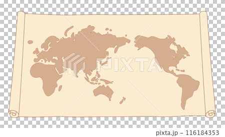 Simple world map old scroll vector material 116184353