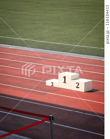 Sport podium inside a stadium. 116184415