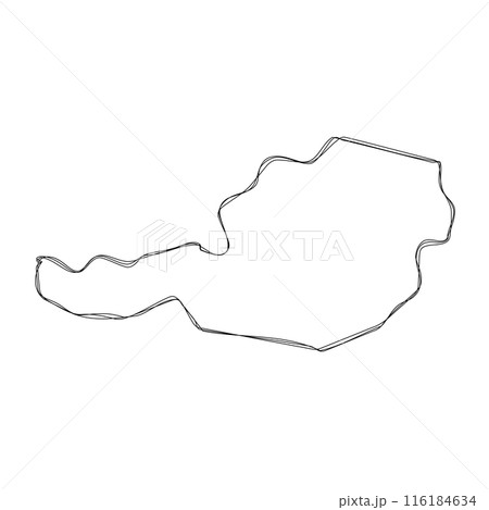 Austria country simplified map.Thin triple pencil sketch outline isolated on white background. Simple vector icon 116184634