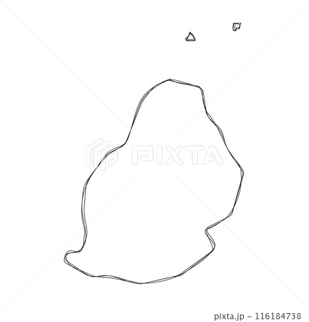 Mauritius country simplified map.Thin triple pencil sketch outline isolated on white background. Simple vector icon Mauritius country simplified map.Thin triple pencil sketch outline isolated on white background. Simple vector icon 116184738