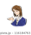 笑顔で案内をするスーツ姿の女性 116184763