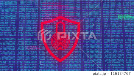 Image of padlock icon over data processing 116184767