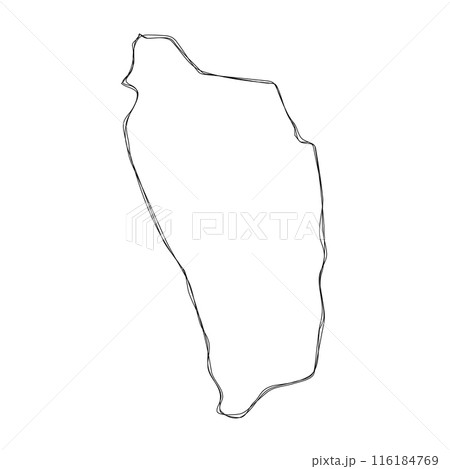 Dominica country simplified map.Thin triple pencil sketch outline isolated on white background. Simple vector icon 116184769
