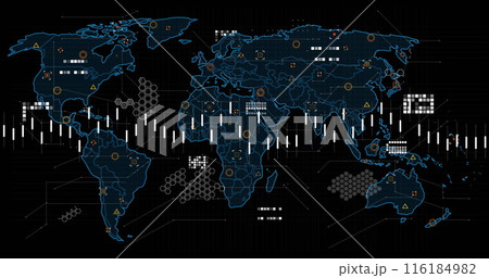 Image of data processing over world map Image of data processing over world map 116184982