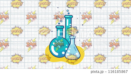 Colorful reactions filling flasks in school chemistry experiment Colorful reactions filling flasks in school chemistry experiment 116185867