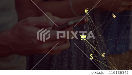 Man holding smartphone, exploring online shopping options 116186541