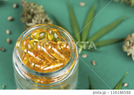 Medical marijuana, Oil cbd, cannabis and hemp leaves 116186588
