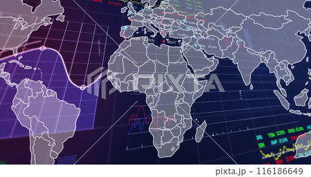 World map showing stock market indices with...のイラスト素材 [116186649] - PIXTA