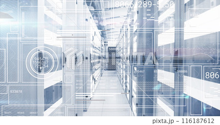 Image of data processing over server room 116187612